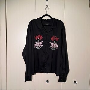 NWT Black Silver Lake Floral Embroidered Shirt/Jacket - Size XL